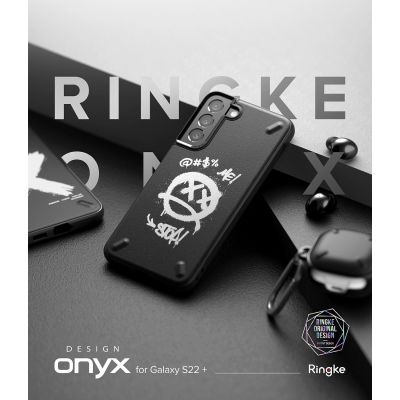 5. Ringke Onyx Design Durable Cover Case für Samsung Galaxy S22+ (S22 Plus) schwarz (Graffiti) ()