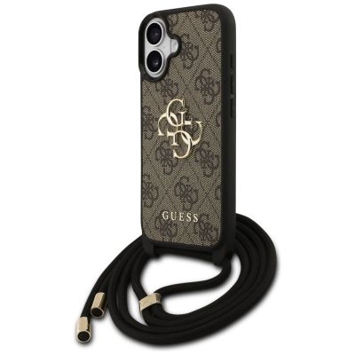 2. Guess 4G Big Logo Cord Strap Crossbody Case für iPhone 17 - Braun
