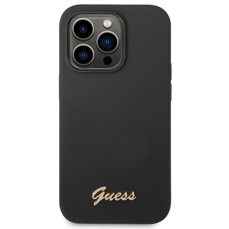3. Guess Silikon Vintage Gold Logo iPhone 14 Pro Hülle - Schwarz
