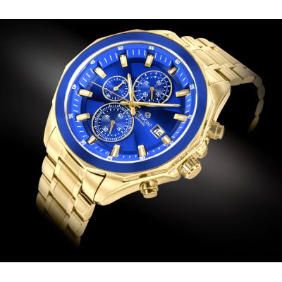 2. Giewont Herrenuhr Chronograph Saphir Gold Blau GW7290-B6