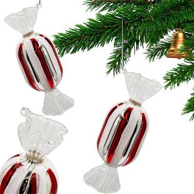 GLAS-FORMKUGEL BONBON 13 CM MICA SILBER