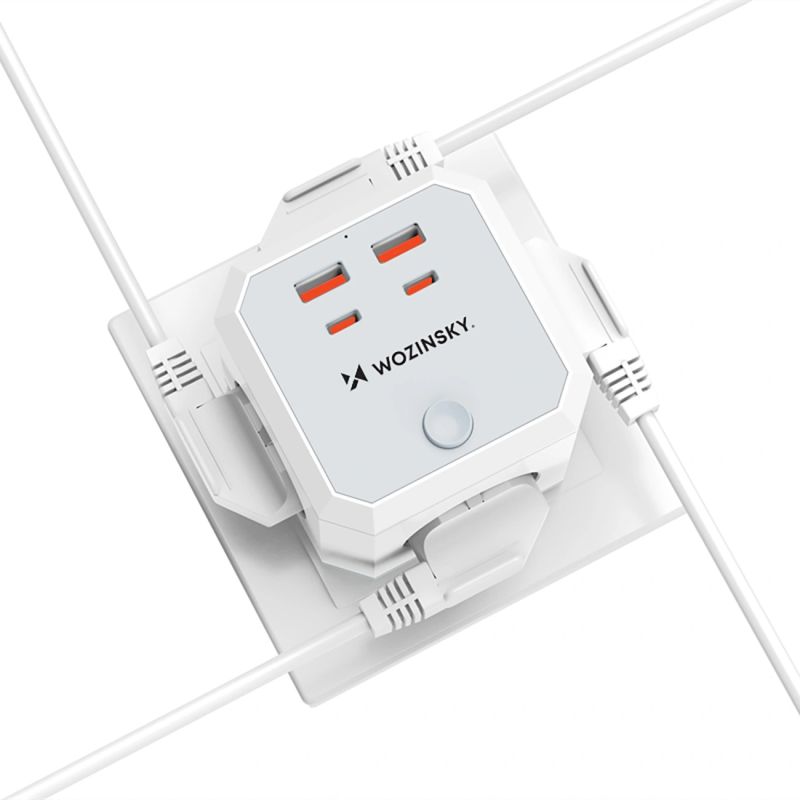3. Wozinsky WKZ-4B Power Cube 3x AC 2x USB-A 2x USB-C PD 20 W 4000 W - Weiß