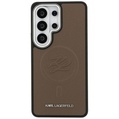 3. Karl Lagerfeld MagSafe Hülle mit geprägten Initialen für Samsung Galaxy S26 Ultra – Braun