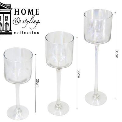 4. GLAS-KERZENSTÄNDER MIT SPIEGELEFFEKT 25, 30, 35 CM