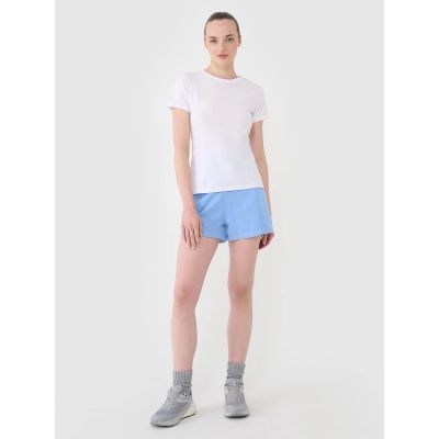 5. Schmal geschnittenes, einfarbiges Damen-T-Shirt 4F 4FWMM00TTSHF2673-10S