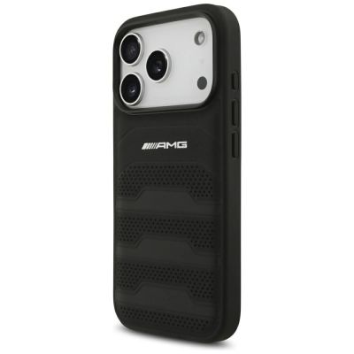 2. Mercedes AMG Lederhülle mit geprägtem Logo für iPhone 18 Pro / 17 Pro – Schwarz