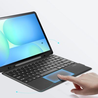 9. Dux Ducis (DK-Serie) Tastaturhülle für Samsung Tab S10 FE+ (Plus) mit Hintergrundbeleuchtung – Schwarz