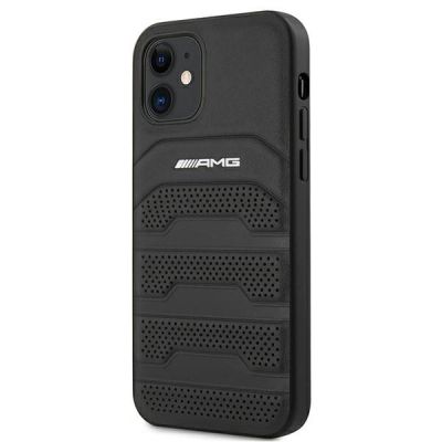 2. AMG Lederhülle mit geprägten Linien für iPhone 12 mini – Schwarz