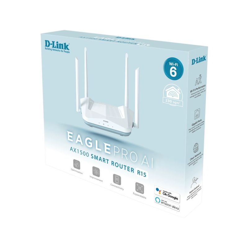 4. D-Link EAGLE PRO AI AX1500 Smart Router WLAN-Router Gigabit-Ethernet Dualband (2,4 GHz/5 GHz) Weiß
