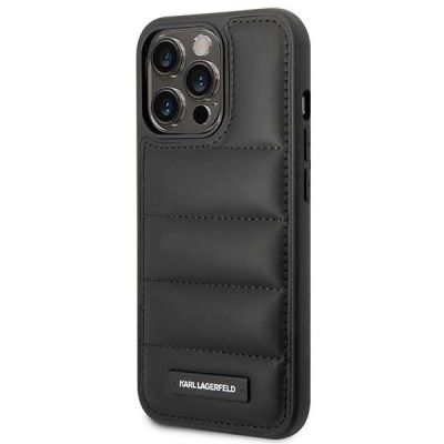 2. Karl Lagerfeld Hülle mit länglichem, voluminösem Logo für iPhone 14 Pro Max – Schwarz