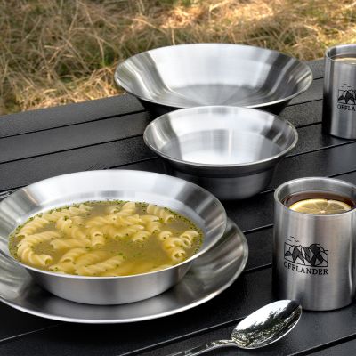6. OFFLANDER EDELSTAHL-CAMPING-KOCHGESCHIRR-SET