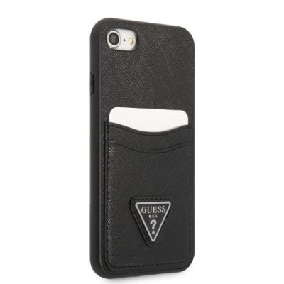 4. Guess GUHCI8PSATPK iPhone 7/8 SE 2020 / SE 2022 Hardcase schwarz/schwarz Hardcase Saffiano Triangle Logo Cardslot