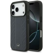 Mercedes Leather Laurel Leaves Stripes MagSafe Case für iPhone 17 Pro - Blau