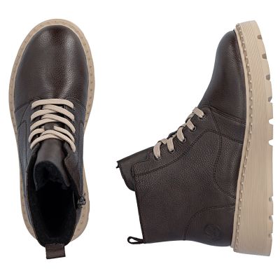 5. Braune Keilstiefeletten aus Leder für Damen, Modell Rieker 70405-25