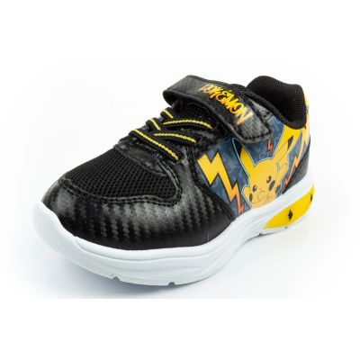 3. Leomil Kinder-Sportschuhe Pokémon-Sneaker, leicht, mit Klettverschluss und LED-Beleuchtung, schwarz-gelb