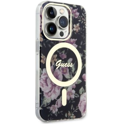 4. Guess GUHMP14LHCFWSK iPhone 14 Pro 6.1" schwarz/schwarz Hardcase Flower MagSafe