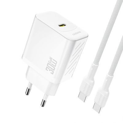 Dudao A27PCEU PD 30W GaN USB-C Wandladegerät mit USB-C-Kabel – Weiß