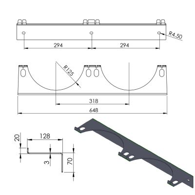 2. Wandhalter für 2 Gasflaschen, max. Durchmesser 250 mm PRO-LINE-Zylinder