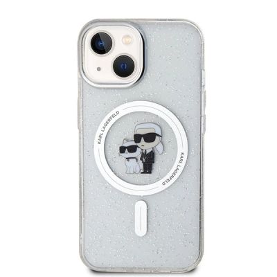 3. Karl Lagerfeld Karl&Choupette Glitter MagSafe Hülle für iPhone 15 Plus – transparent