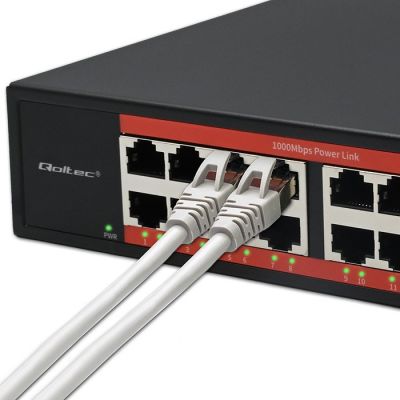 3. Qoltec Netzwerk-Switch Gigabit Ethernet | 16x RJ45 | 2x SFP | 1000 Mbit/s
