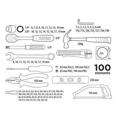 2. Top Tools 1/4", 3/8" Werkzeugset, 100-teilig