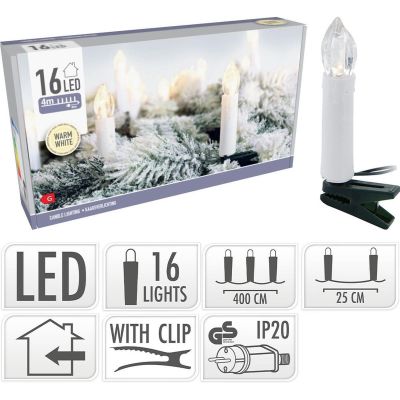 4. Lichterkette für den Weihnachtsbaum, 16 LEDs, warmweiß