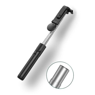 17. Selfie-Stick WH1YXS Teleskopstativ 1 m mit runder Lampe und Telefonhalter – Schwarz