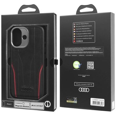 10. Audi R8 Echtleder MagSafe Hülle für iPhone 17 - Schwarz und Rot