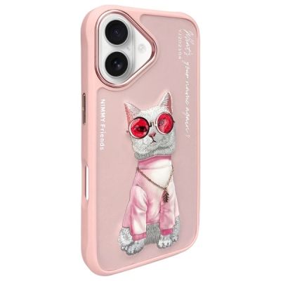 2. Nimmy Glasses Cool Cat iPhone 16 Hülle - Rosa