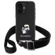 2. Karl Lagerfeld Saffiano Karl&Choupette Metal Pin CBDY Strap Case für iPhone 16 – Schwarz