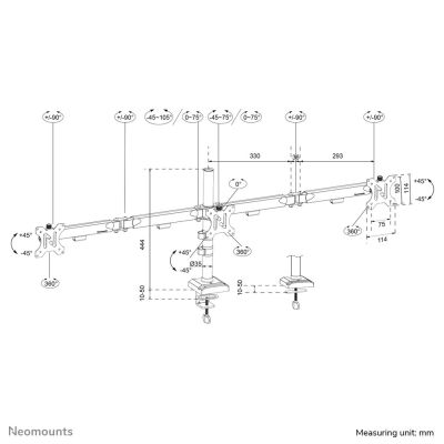 19. Tischhalterung für 3 Monitore 10-27" NEOMOUNTS DS60-600BL3