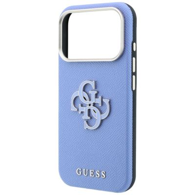 6. Guess Grained & Big Resin Logo Hülle für iPhone 18 Pro / 17 Pro - blau