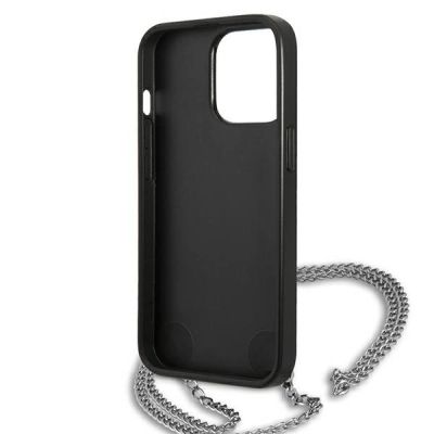 7. Karl Lagerfeld Strukturiertes Lederetui mit Kette für iPhone 13 Pro Max 6,7" - Schwarz
