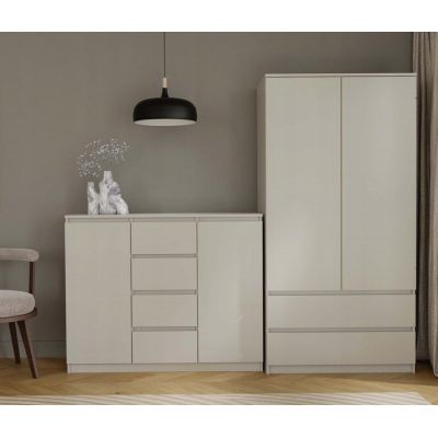 10. Kommode mit 2 Türen und 4 Schubladen, Kaschmir-Set