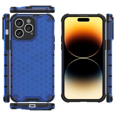 17. Wabenhülle für iPhone 14 Pro Max gepanzerte Hybridhülle blau