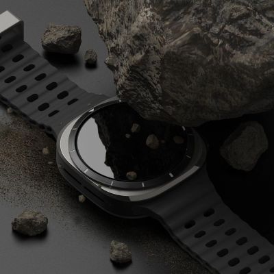 7. Ringke Slim & Tempered Glass Case + Glas-Set für Samsung Galaxy Watch Ultra 47 mm – Schwarz