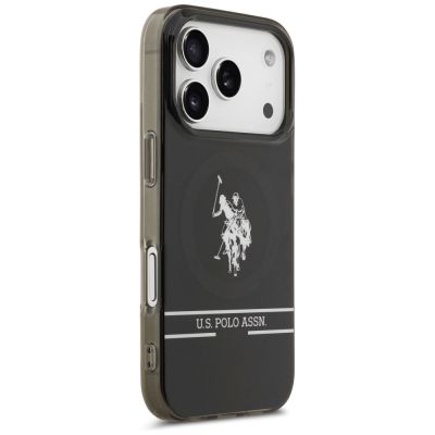 4. US Polo DH und Bottom Stripe Logo MagSafe Hülle für iPhone 17 Pro - Schwarz