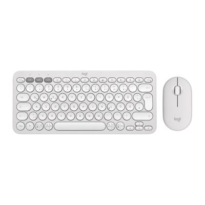 Logitech 920-012204 Tastatur und Maus (universell, kabellos, RF + Bluetooth, QWERTZ-Tastatur, Deutsch, Weiß)