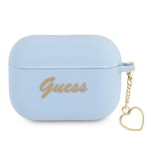 Guess GUAPLSCHSB AirPods Pro Cover Blau/Blau Silicone Charm Heart Collection