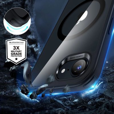 4. ESR Classic Hybrid Halolock MagSafe Hülle für iPhone 16e / 17e - Transparent-Schwarz