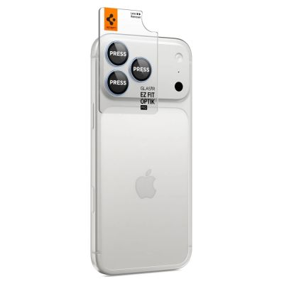 6. Spigen Optik Pro GLAS.TR EZ FIT 2er-Pack Displayschutzfolie aus gehärtetem Glas für iPhone 18 Pro / 18 Pro Max – Hellblau