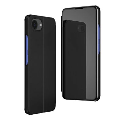 2. Transparente Schutzhülle für iPhone 16e / 17e (Klappcover) – Schwarz