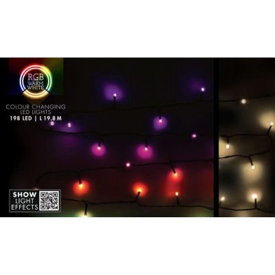 7. Weihnachtsbaumbeleuchtung, 198 LED RGBW-Lichterkette mit Fernbedienung