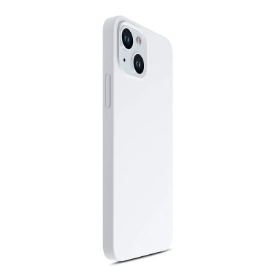 7. 3mk Hardy Silicone MagCase Hülle für iPhone 15 – Weiß und Silber