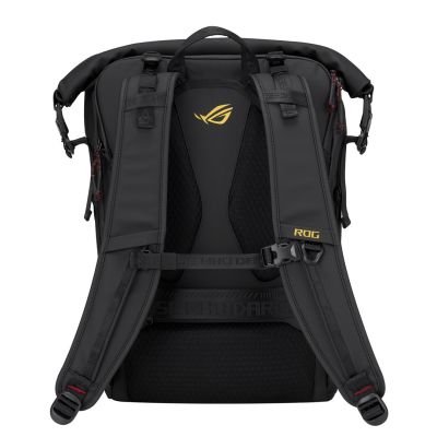 ASUS ROG SLASH Backpack Edition 20 Roll-Up Rucksack Schwarz Polyester, gewachstes Leder (zum Hochziehen)