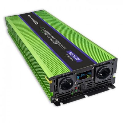 QOLTEC Monolith-Spannungswandler | Batterieladung | USV | 3000 W | 6000 W | 12 V auf 230 V | Reiner Sinus | LCD