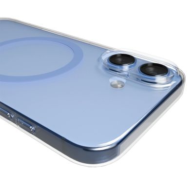5. Puro Lite Mag TPU+PC Hülle kompatibel mit MagSafe für iPhone 17 - Transparent mit blauem Ring