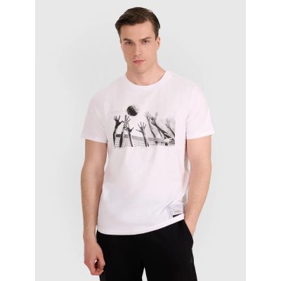 Herren-T-Shirt mit Volleyball-Print, Größe 4F 4FRAW25TTSHM3319-10S