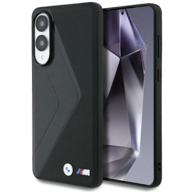 BMW Leather Oversized Stripes MagSafe Hülle für Samsung Galaxy S25 Edge - Schwarz