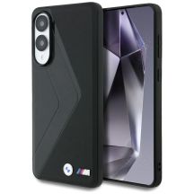 BMW Leather Oversized Stripes MagSafe Hülle für Samsung Galaxy S25 Edge - Schwarz